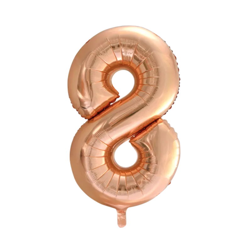 Lille Rosegold Folie Tal Ballon (ca. 40cm.) - 8 Tal