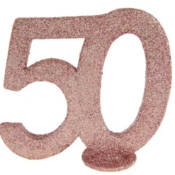 Lille Rosegold Glitter "50" Tal - Borddekoration