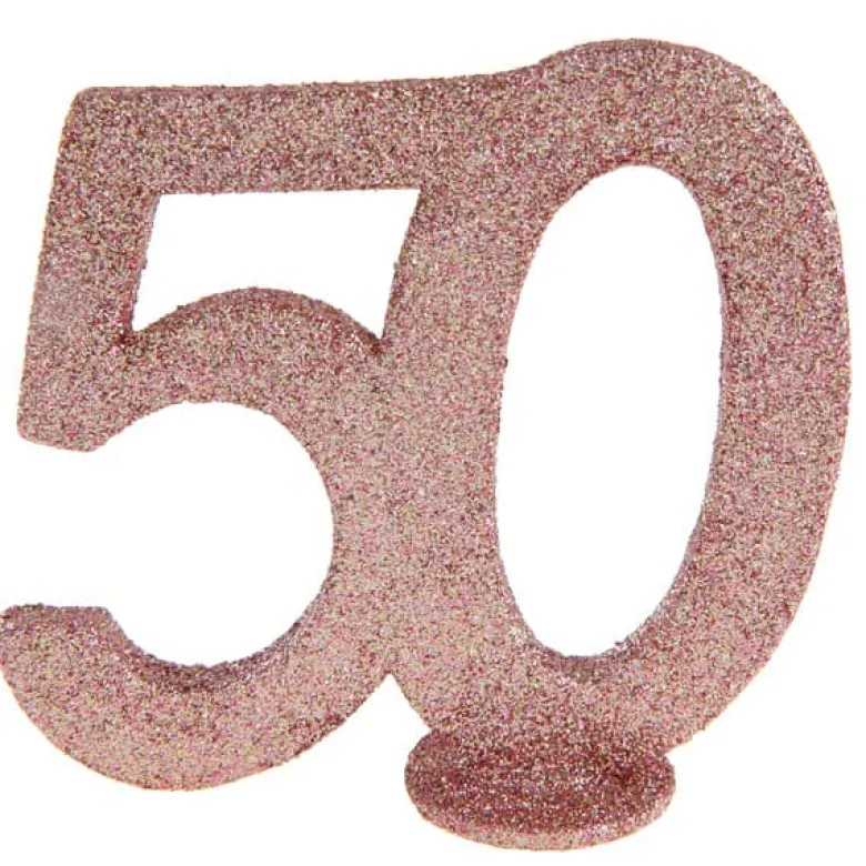 Lille Rosegold Glitter "50" Tal - Borddekoration