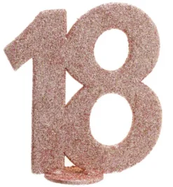 Lille Rosegold Glitter "18" Tal - Borddekoration