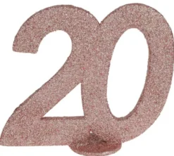 Lille Rosegold Glitter "20" Tal - Borddekoration