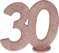 Lille Rosegold Glitter "30" Tal - Borddekoration