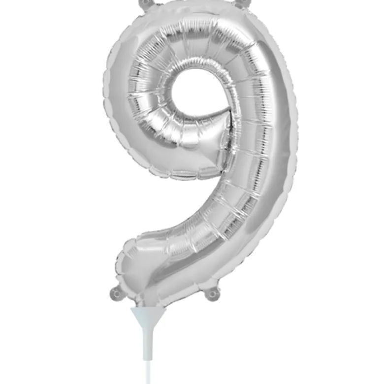Lille Sølv Folie Tal Ballon (ca. 40cm.) - 9 Tal