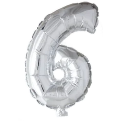 Lille Sølv Folie Tal Ballon (ca. 40cm.) - 6 Tal