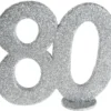 Lille Sølv Glitter "80" Tal - Borddekoration