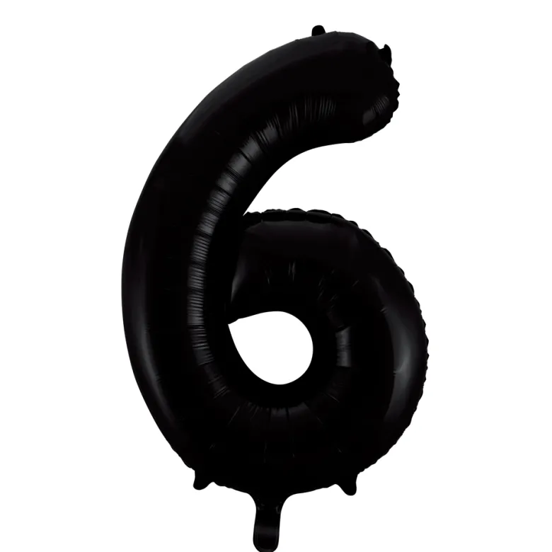 Lille Sort Folie Tal Ballon (ca. 40cm.) - 6 Tal