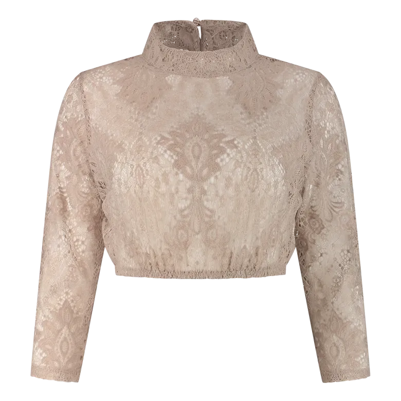 Luksus Blonde Dirndl Bluse i Lysebrun