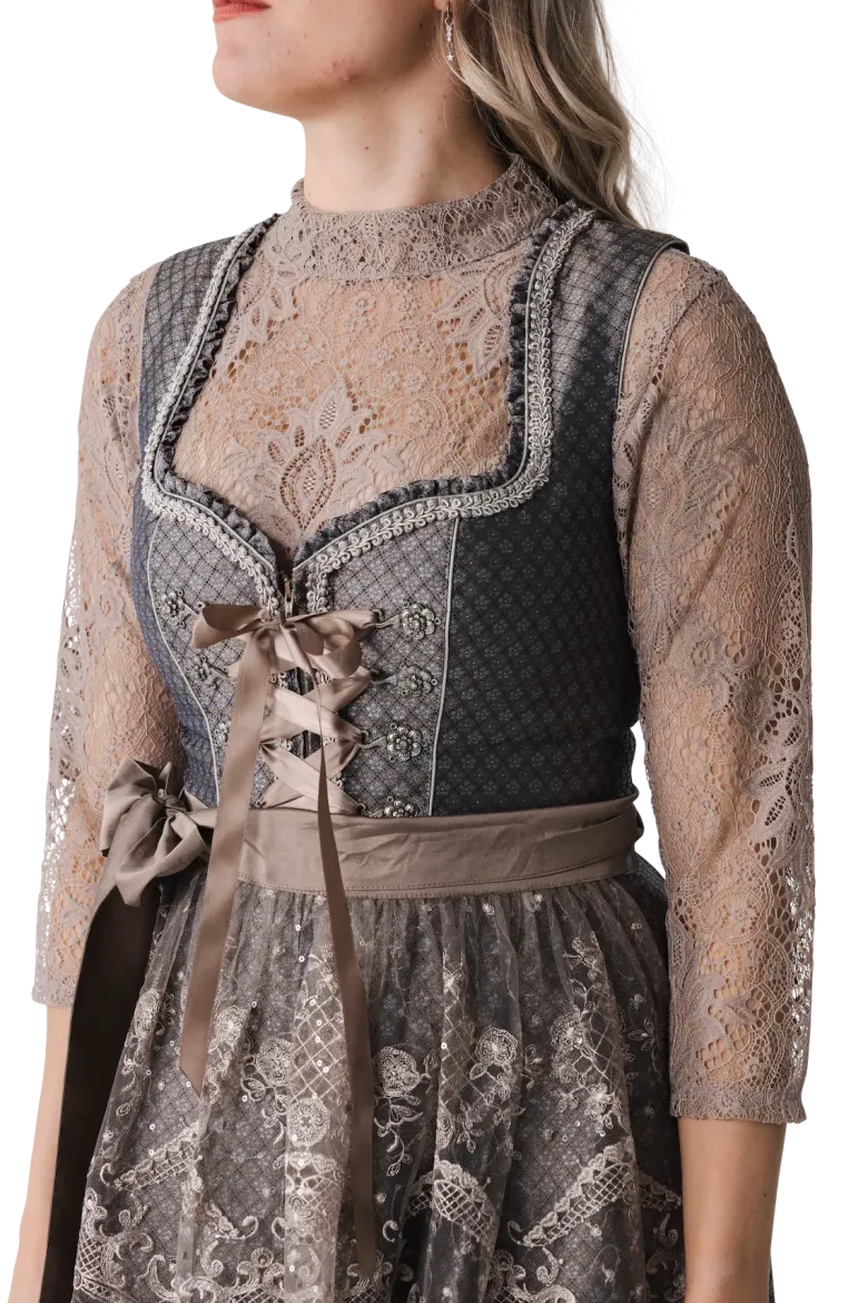 Luksus Blonde Dirndl Bluse i Lysebrun