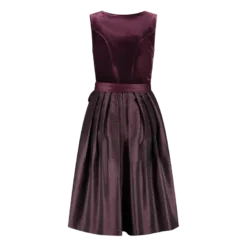 Luksus Dirndl i Auberginefarvet Velour & Jaquardvævet Stof