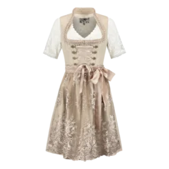 Luksus Dirndl i Cremefarvet - Jacquardvævet