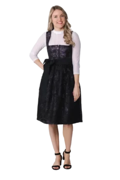 Luksus Dirndl i Lilla & Sort - Jaquardvævet