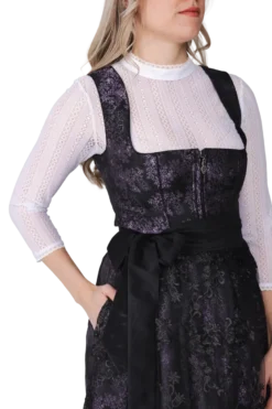Luksus Dirndl i Lilla & Sort - Jaquardvævet