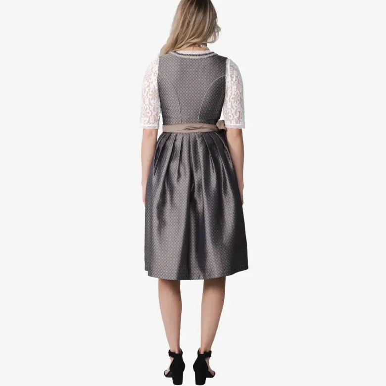 Luksus Dirndl i Lysebrun - Jacquardvævet