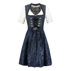 Luksus Dirndl i Mørkeblå - Jacquardvævet