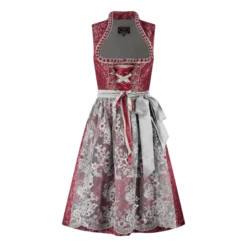 Luksus Dirndl i Mørkerød - Jacquardvævet