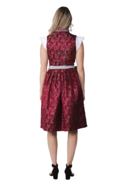 Luksus Dirndl i Mørkerød - Jacquardvævet