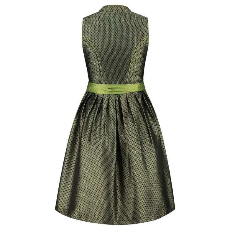 Luksus Dirndl i Olivengrøn - Jacquardvævet