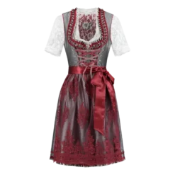 Luksus Dirndl i Sølv & Vinrød- Star Collection