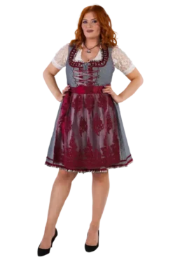 Luksus Dirndl i Sølv & Vinrød- Star Collection