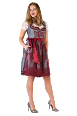 Luksus Dirndl i Sølv & Vinrød- Star Collection