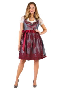 Luksus Dirndl i Sølv & Vinrød- Star Collection