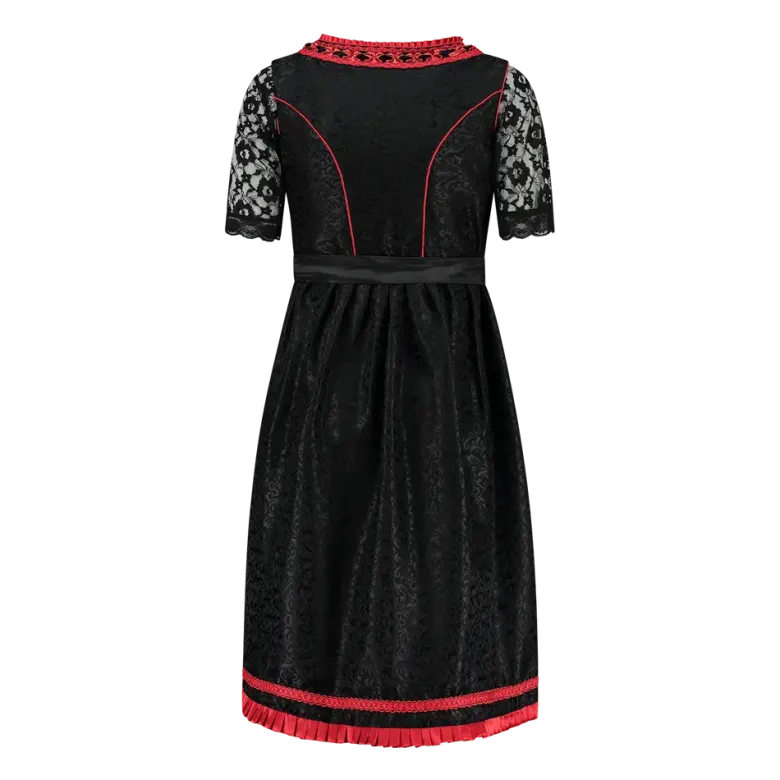 Luksus Dirndl i Sort & Rød - Star Collection