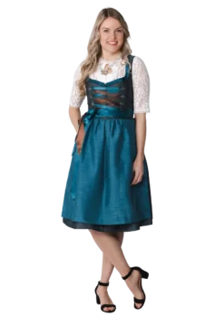 Luksus Dirndl i Turkis - Jaquardvævet