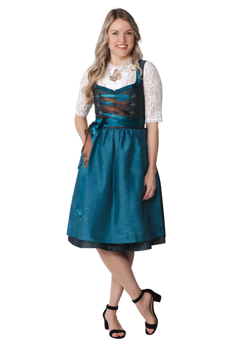 Luksus Dirndl i Turkis - Jaquardvævet