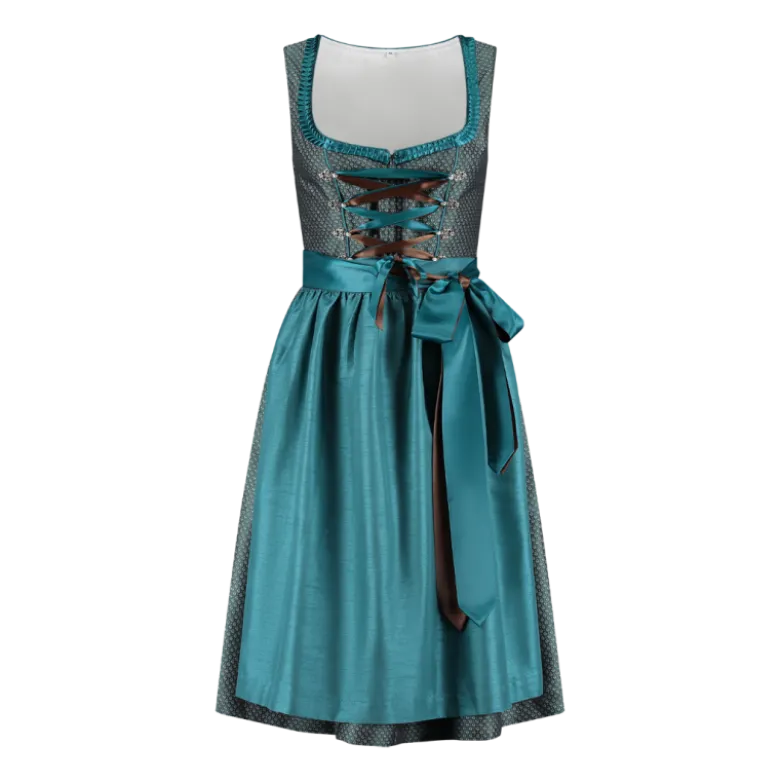 Luksus Dirndl i Turkis - Jaquardvævet