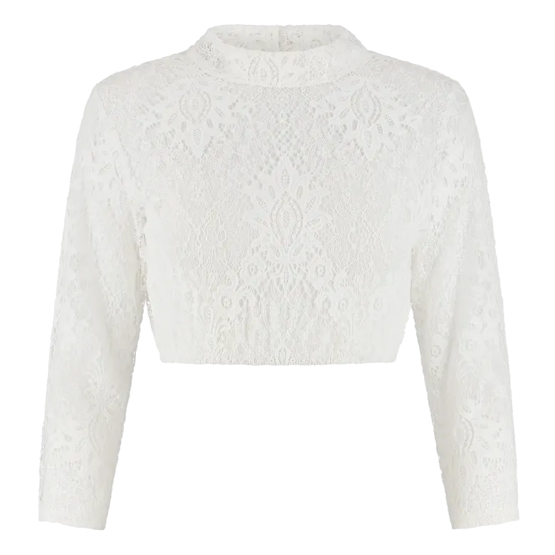 Luksus Dirndl Top i Hvid m/ Blonder