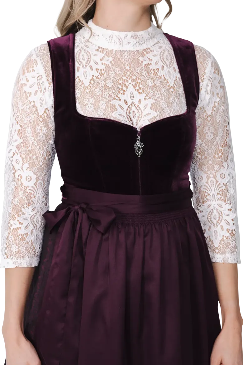 Luksus Dirndl Top i Hvid m/ Blonder