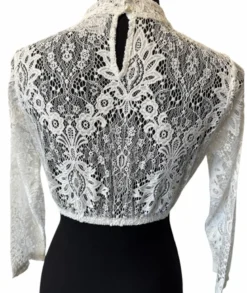 Luksus Dirndl Top i Hvid m/ Blonder