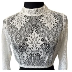 Luksus Dirndl Top i Hvid m/ Blonder