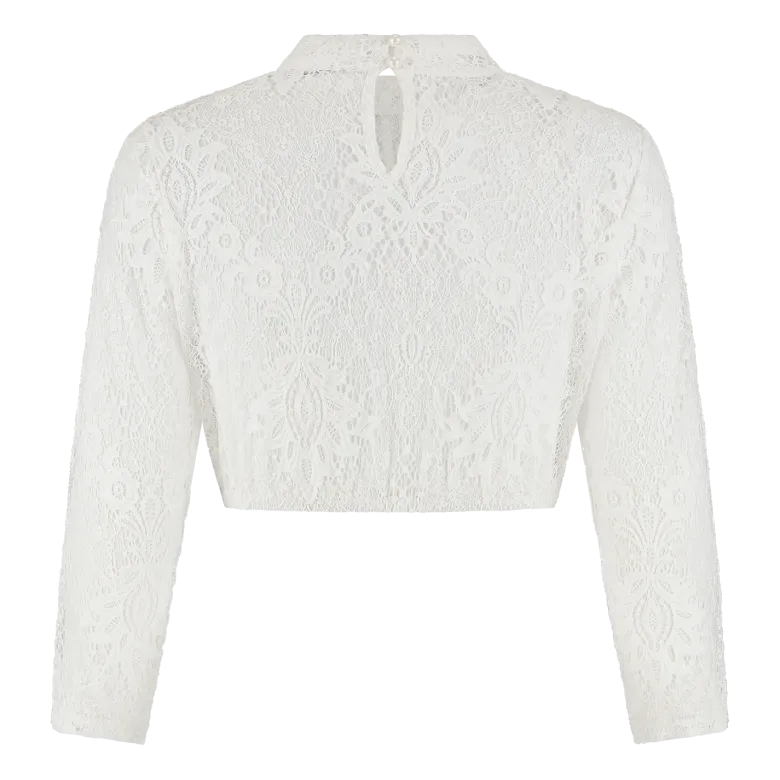 Luksus Dirndl Top i Hvid m/ Blonder