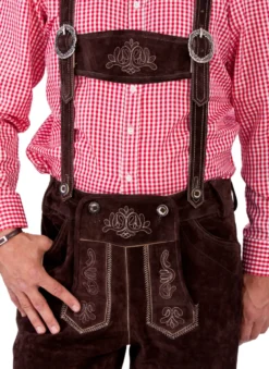Luksus Lederhosen i Ægte Ruskind - Mørkebrun & Lang Model
