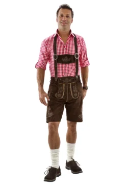 Luksus Lederhosen i Kraftigt Ruskind - Kort Model i Mørkebrun