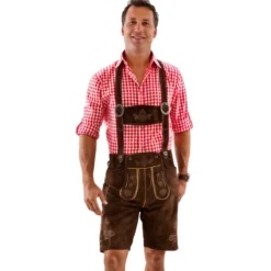 Luksus Lederhosen i Kraftigt Ruskind - Kort Model i Mørkebrun