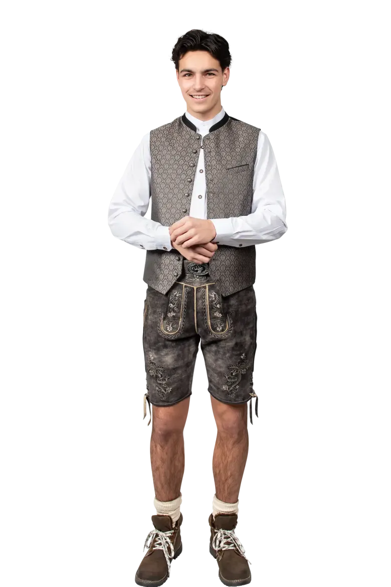 Luxus Lederhosen i Ægte Gedeskind - Antikgrå