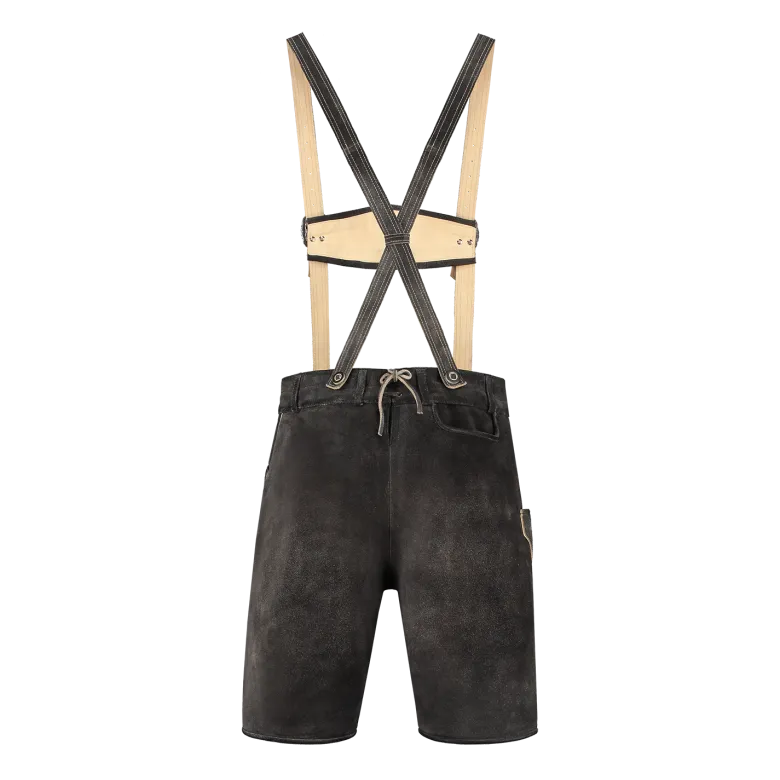 Luxus Lederhosen i Ægte Læder - Kort Model i Antracit Grå
