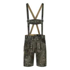 Luxus Lederhosen i Ægte Skind - Kort Model i Vintage Grå