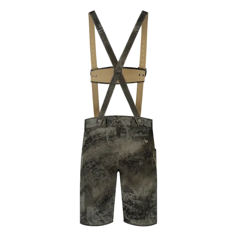 Luxus Lederhosen i Ægte Skind - Kort Model i Vintage Grå