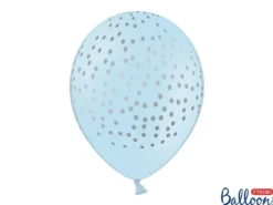 Lyseblå Faux Konfetti Latex Balloner (30cm.), 6 stk.