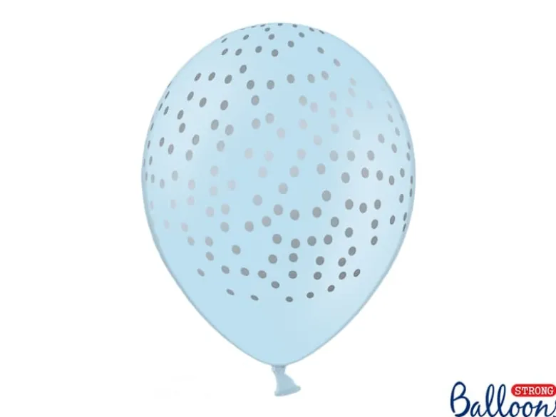 Lyseblå Faux Konfetti Latex Balloner (30cm.), 6 stk.