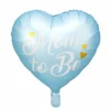 Lyseblå "Mom to Be" Hjerte Folieballon, 35 cm