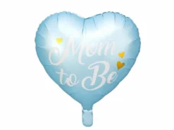 Lyseblå "Mom to Be" Hjerte Folieballon, 35 cm