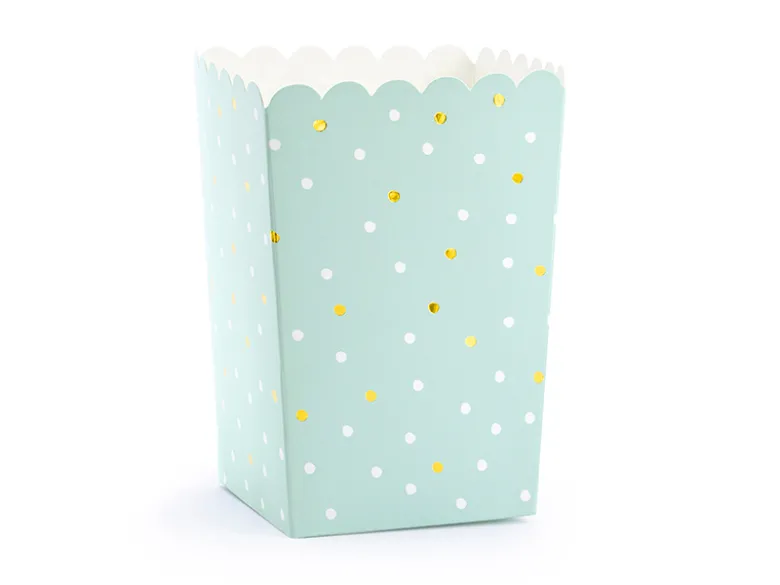 Lyseblå Popcorn Bægre m/Prikker, 6 stk.