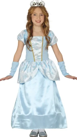 Lyseblå Prinsessekjole I 2 Dele - Kostume Til Piger (3 - 9 år)
