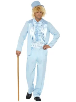 Lyseblåt 1990'er Tuxedo m/Frynser, Herre Kostume