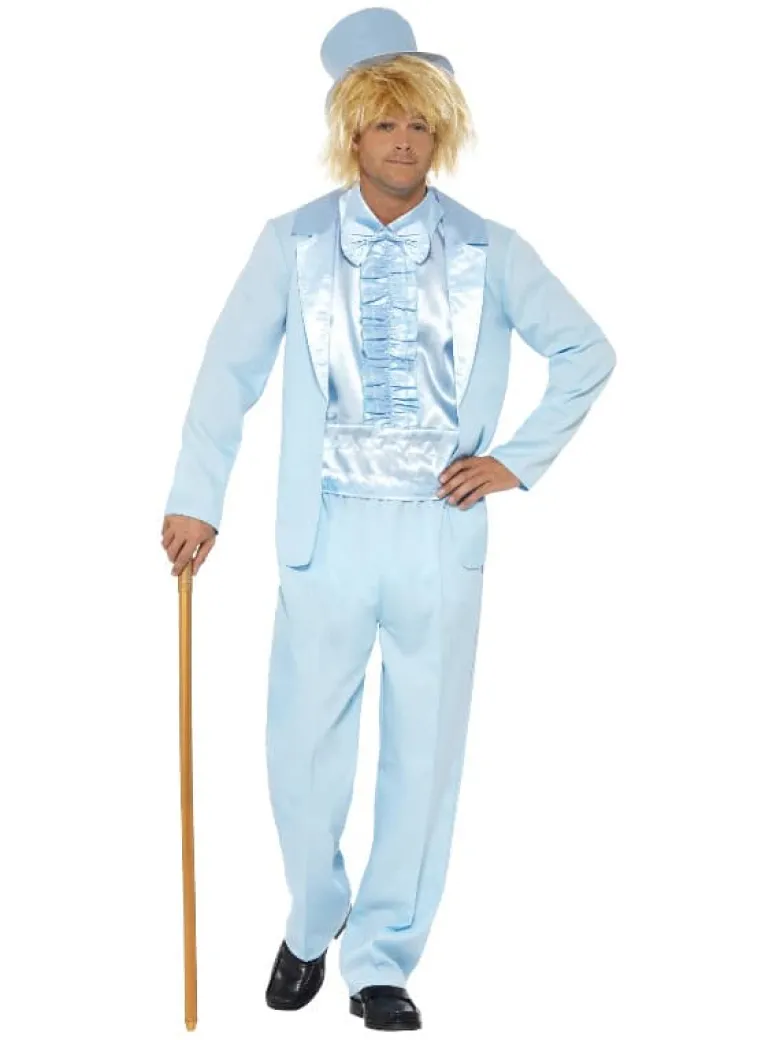 Lyseblåt 1990'er Tuxedo m/Frynser, Herre Kostume