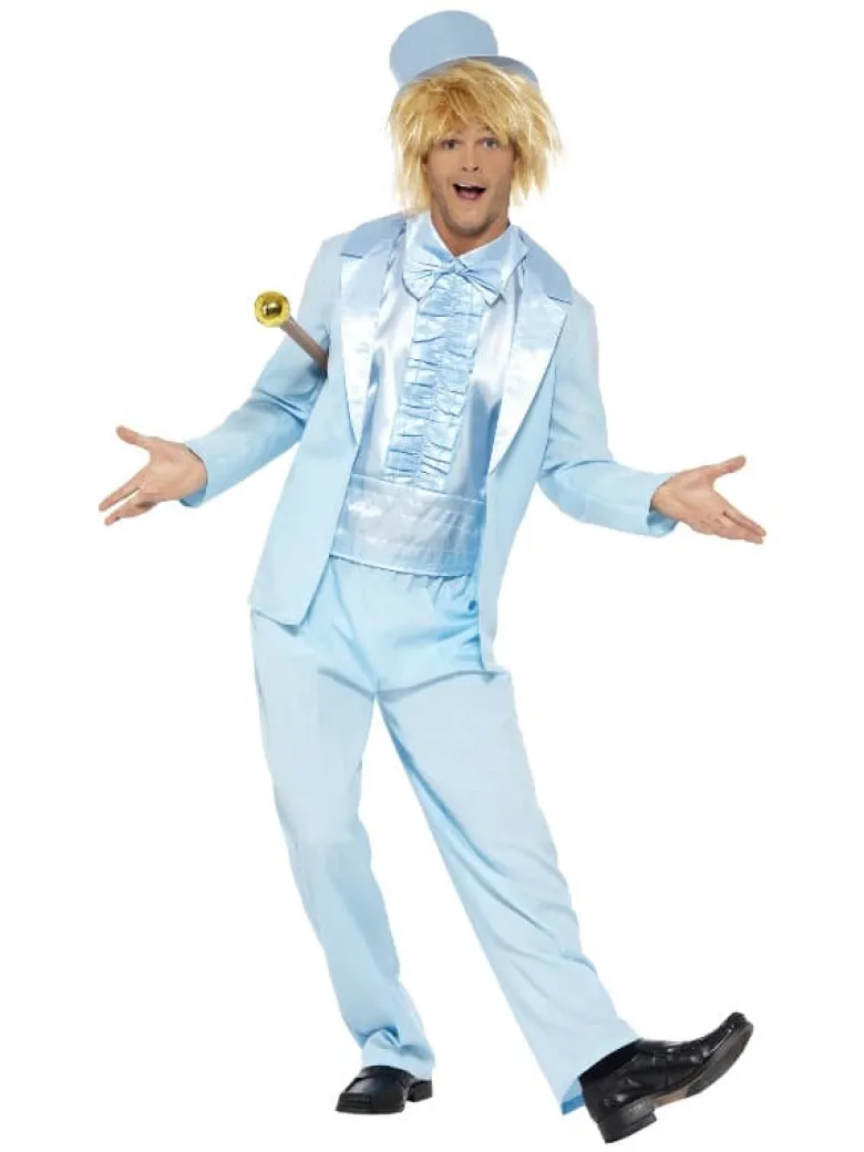 Lyseblåt 1990'er Tuxedo m/Frynser, Herre Kostume